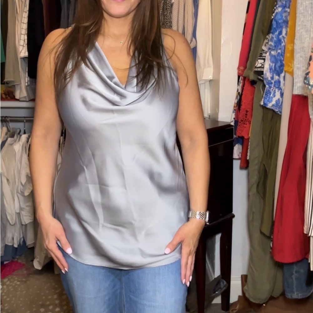 Michael Kors Silver Cowl Neck Blouse